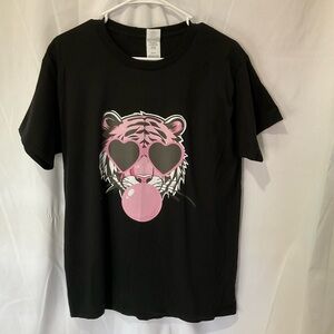 Bubblegum Tiger Black Womens T-Shirt or Men’s T-Shirt Size Medium